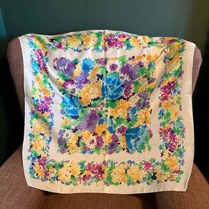 Vintage Italian Silk Scarf by Stefan Guidi | 60s 70s | Floral Scarf
